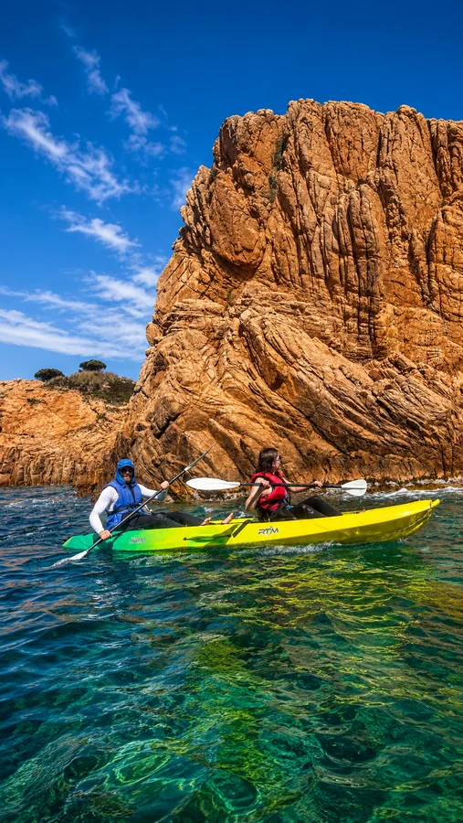Costa Brava. Paddling the cliff line out of Sant Feliu de Guíxols.